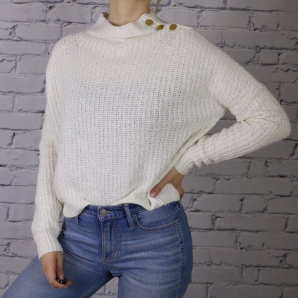 Hudson's Bay merino wool blend white sweater b2 - Picture 5 of 6